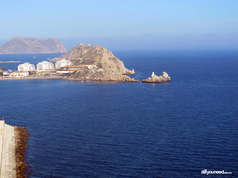Lighthouse in Aguilica Island, in the town of Aguilas. Murcia