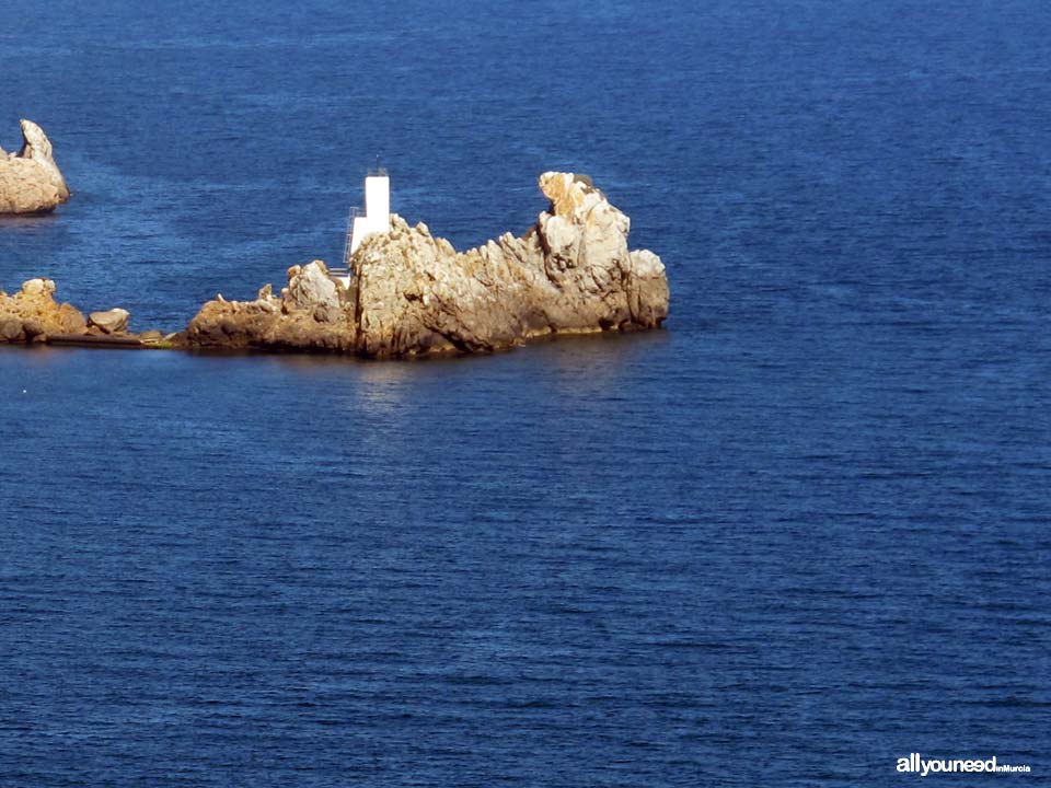 Lighthouse in Aguilica Island, in the town of Aguilas. Murcia