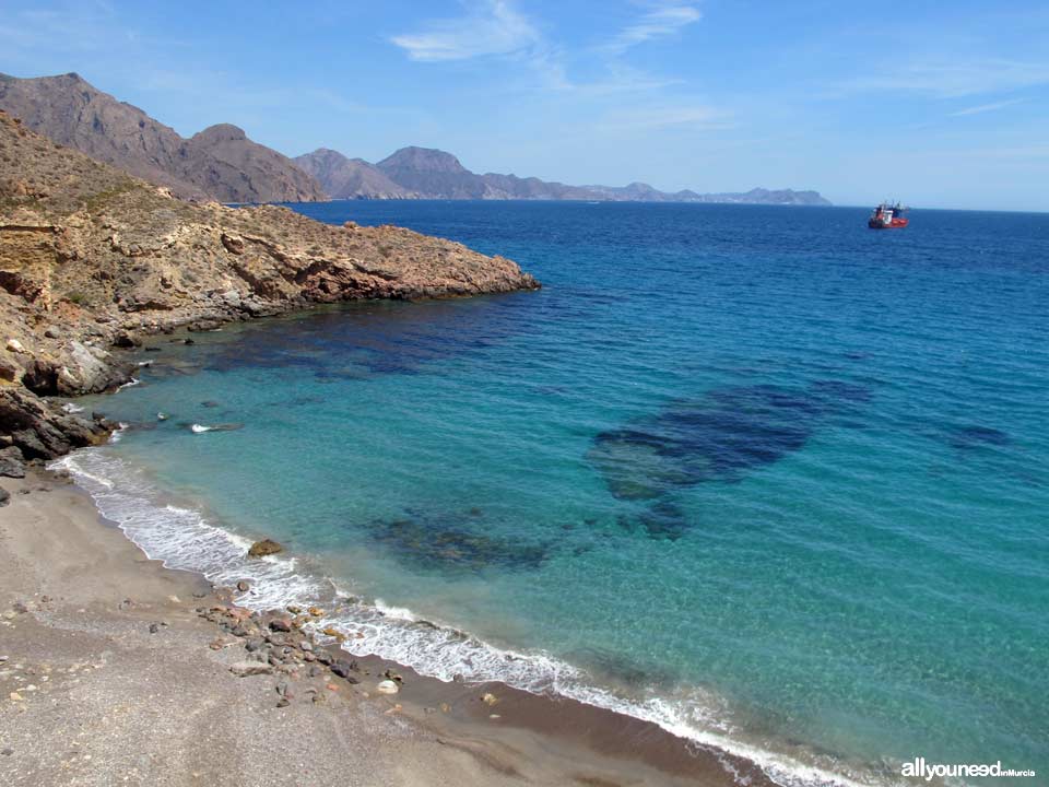 Beaches in Murcia. Pozo de la Avispa cove in Cabo Tiñoso