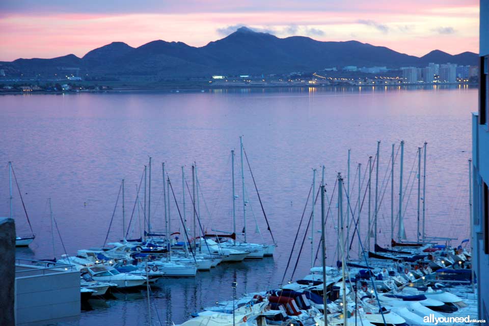 Sunset in La Manga del Mar Menor. Dos Mares Port