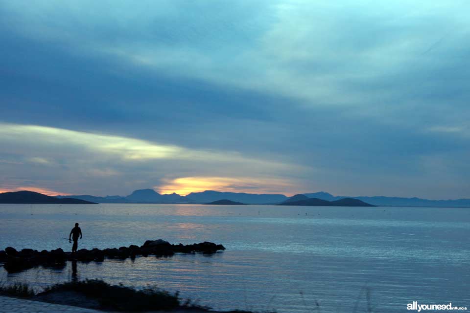 Sunset in La Manga del Mar Menor. Alemanes Beach