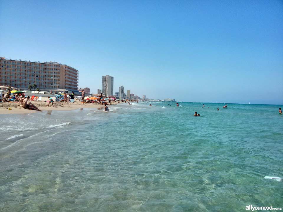 Beaches in Murcia. Barco Perdido Beach in La Manga del Mar Menor