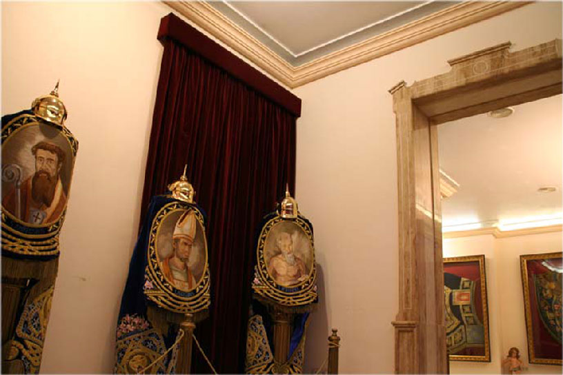 Caryatids House. Blue Float Embroidery Museum in Lorca