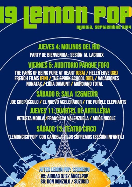 Cartel festival Lemon Pop 2014. Feria de Septiembre 2014 en Murcia