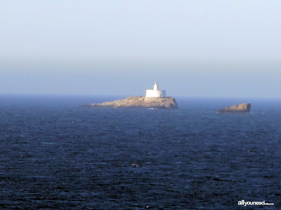 Hormiga Island Lighthouse in Cabo de Palos. Murcia