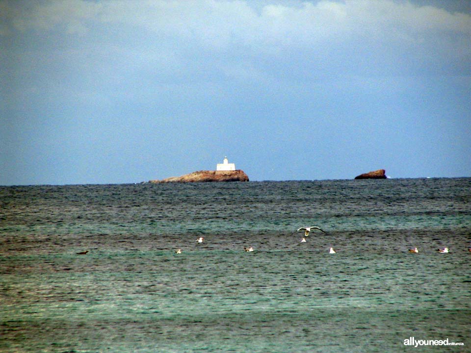 Hormiga Island Lighthouse in Cabo de Palos. Murcia