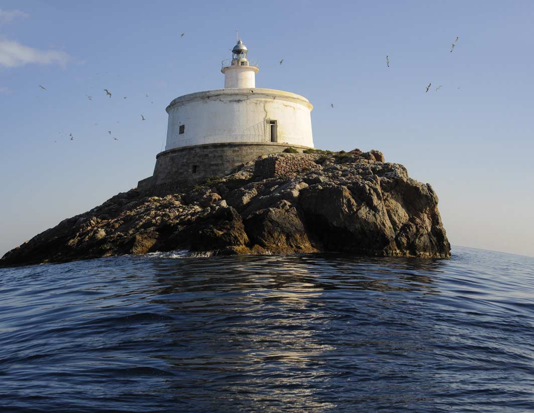 Hormiga Island Lighthouse in Cabo de Palos. Murcia