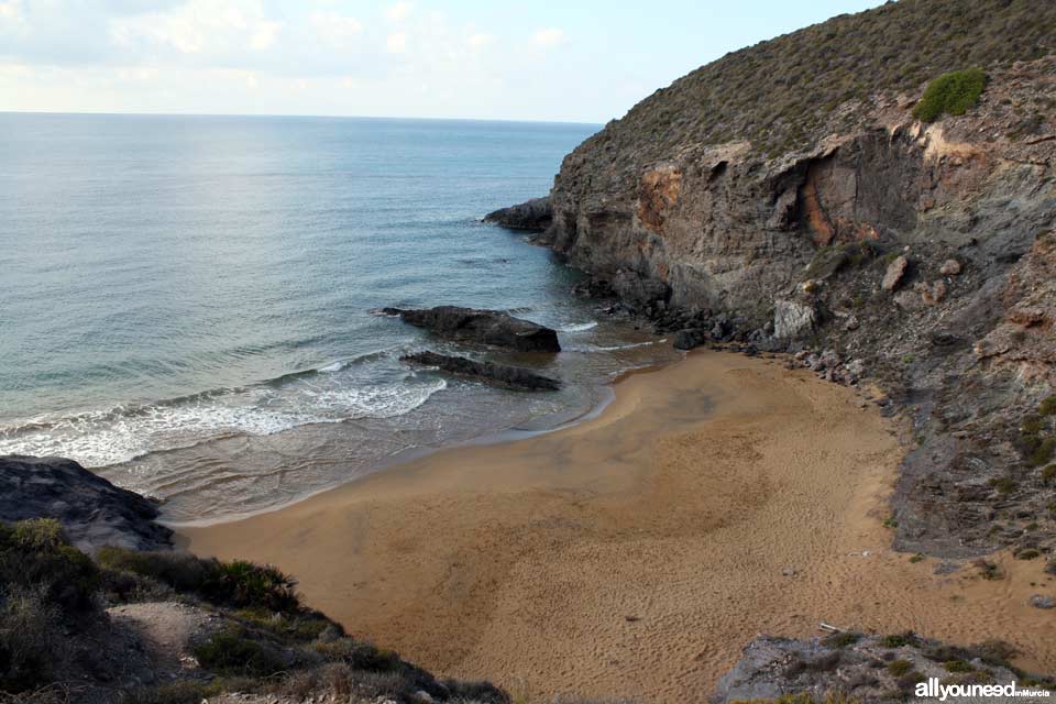 Playa Parreño. Playas de Calblanque. Baños nudistas solitarios