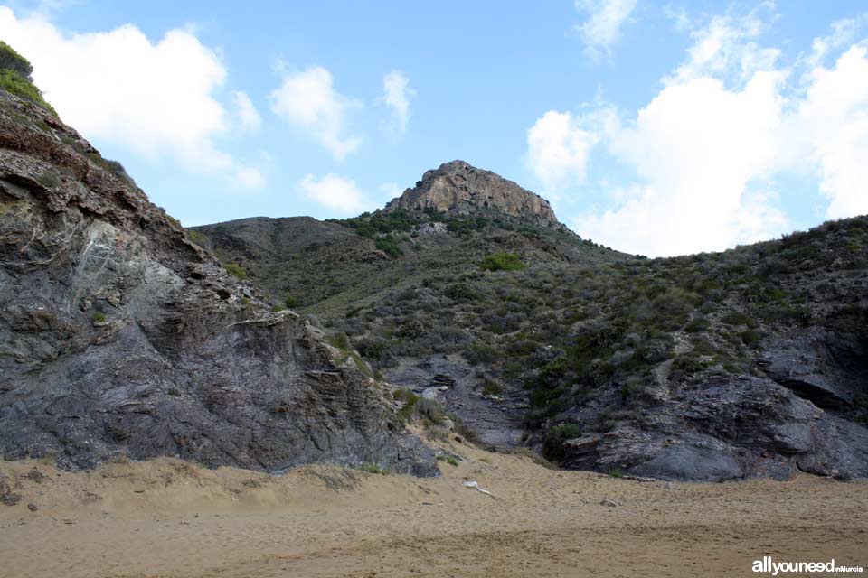 Playa Parreño. Playas de Calblanque. Baños nudistas solitarios