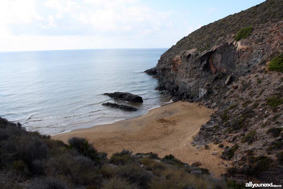 Playa Parreño. Playas de Calblanque. Baños nudistas solitarios