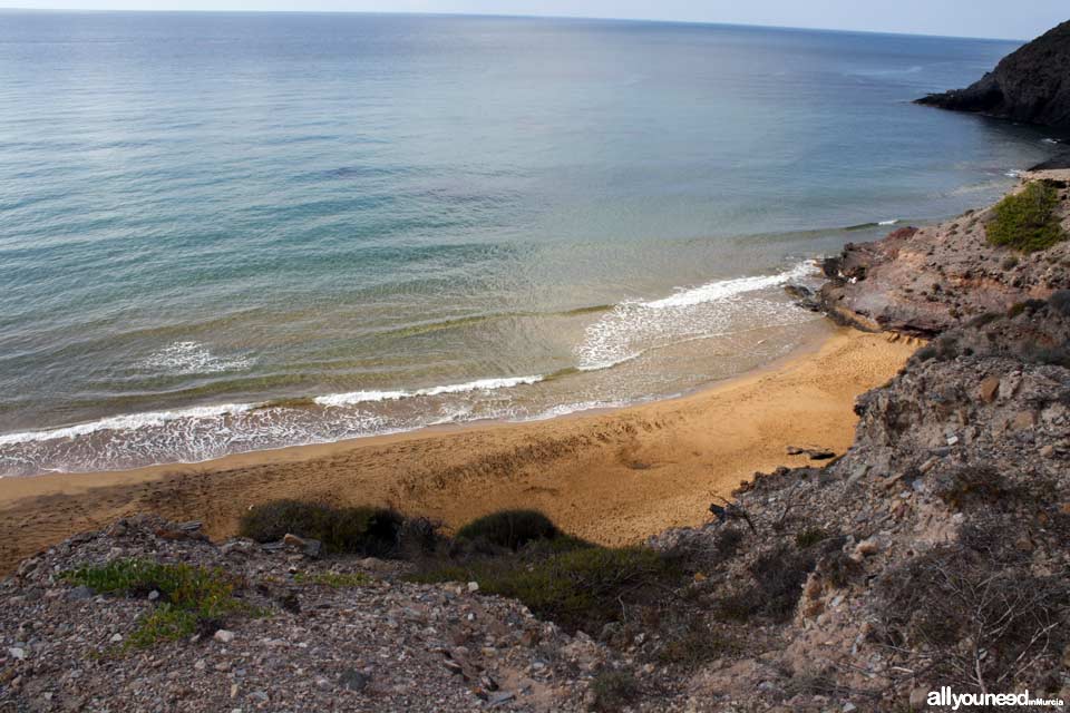 Playa Parreño. Playas de Calblanque. Baños nudistas solitarios