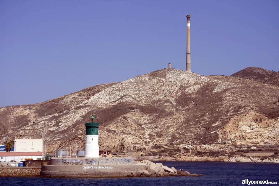 Faro del Dique de la Curra en Cartagena. Murcia