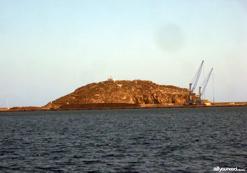 Lighthouse in Escombreras Island, Cartagena. Murcia