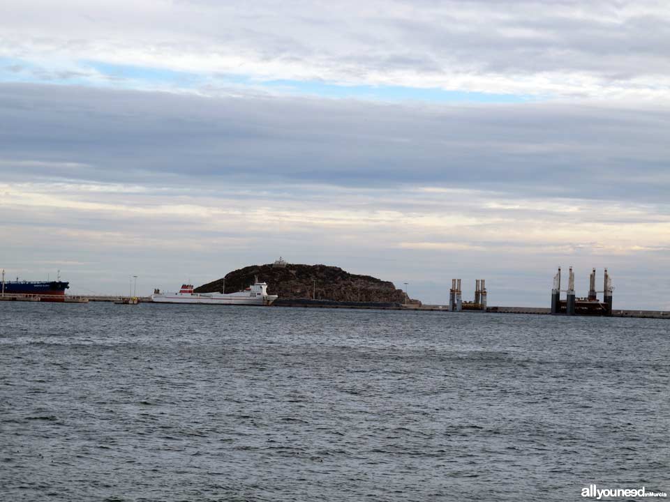 Lighthouse in Escombreras Island, Cartagena. Murcia