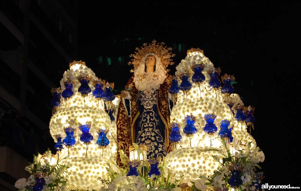 Float of Virgen del Primer Dolor. Holy Week in Cartagena