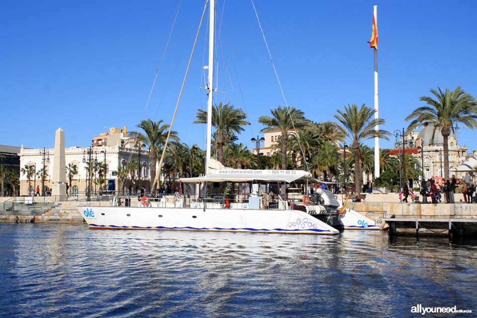 cabina Increíble Sumergido Catamarán Olé. Rutas en catamarán a vela y a motor | All You Need In Murcia