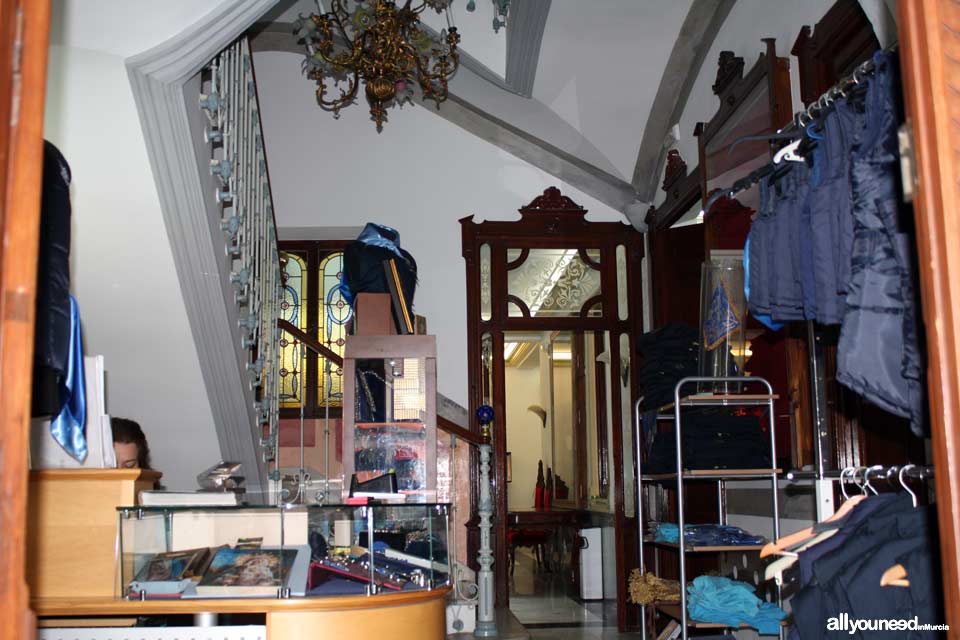 Caryatids House. Blue Float Embroidery Museum in Lorca
