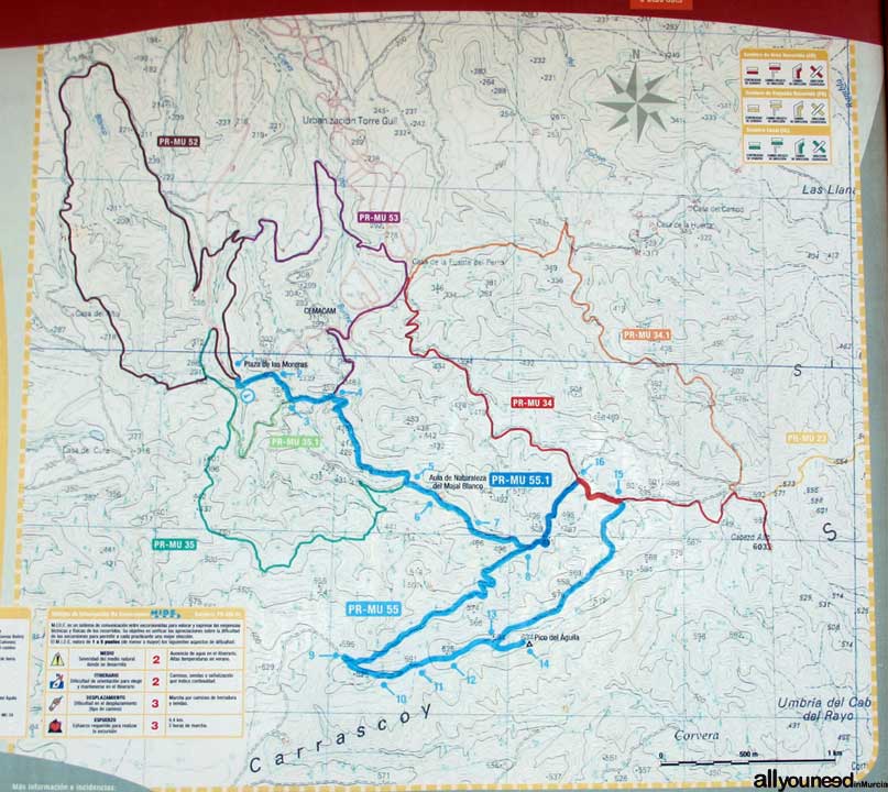 Punto de Información del Majal Blanco. Mapa Senderos. Parque Regional El Valle y Carrascoy en Murcia