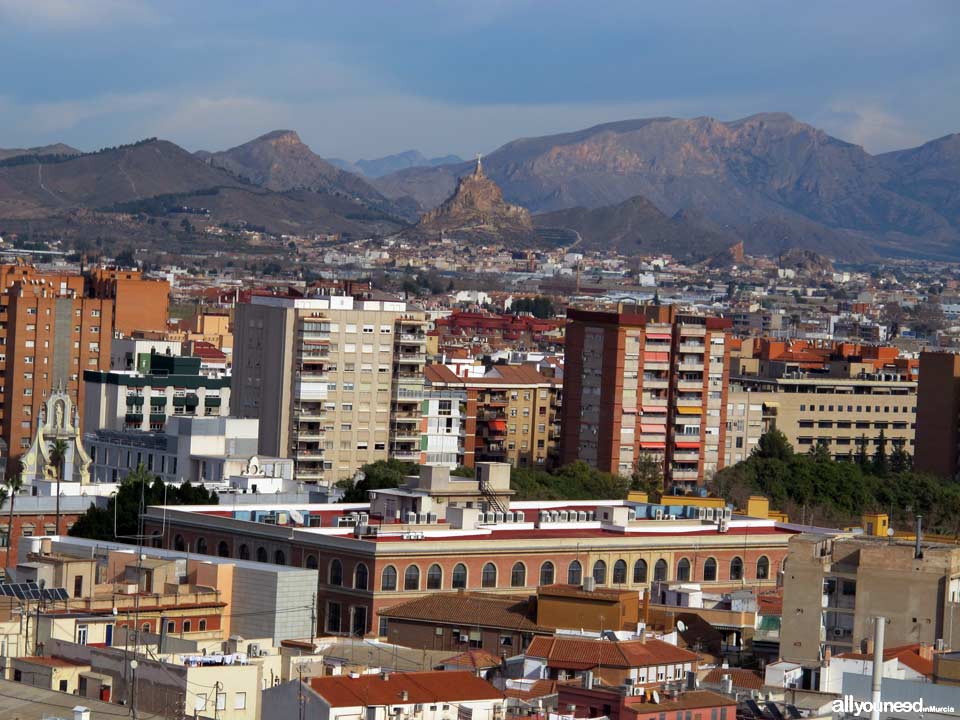 Views from the Murcia Cathedral Tower. Monteagudo Castle